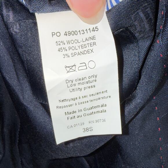 Tommy Hilfiger Men's Stretch Plaid Wool Blend Suit Jacket - Blue Plaid 38S $450 - Picture 7 of 7